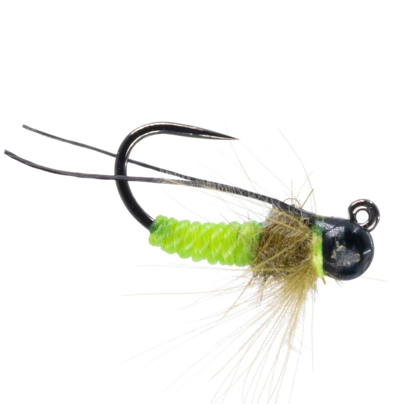 Jigged Tungsten Twisted Caddis Green 14