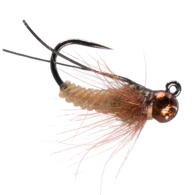 Jigged Tungsten Twisted Caddis Tan 14