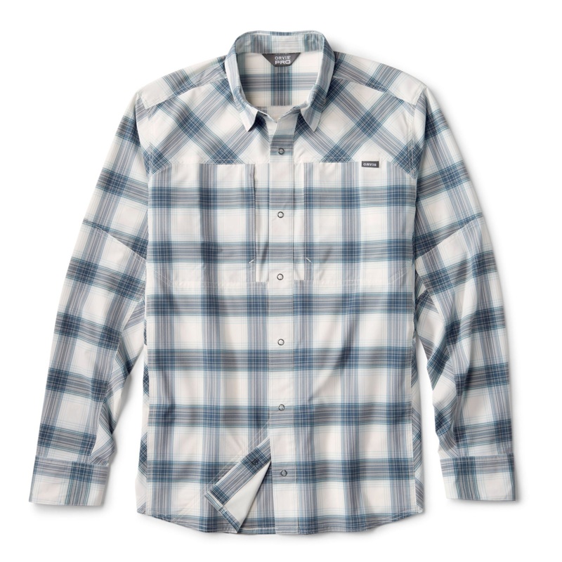 Orvis Men's Pro Stretch LS Shirt Storm Plaid Medium
