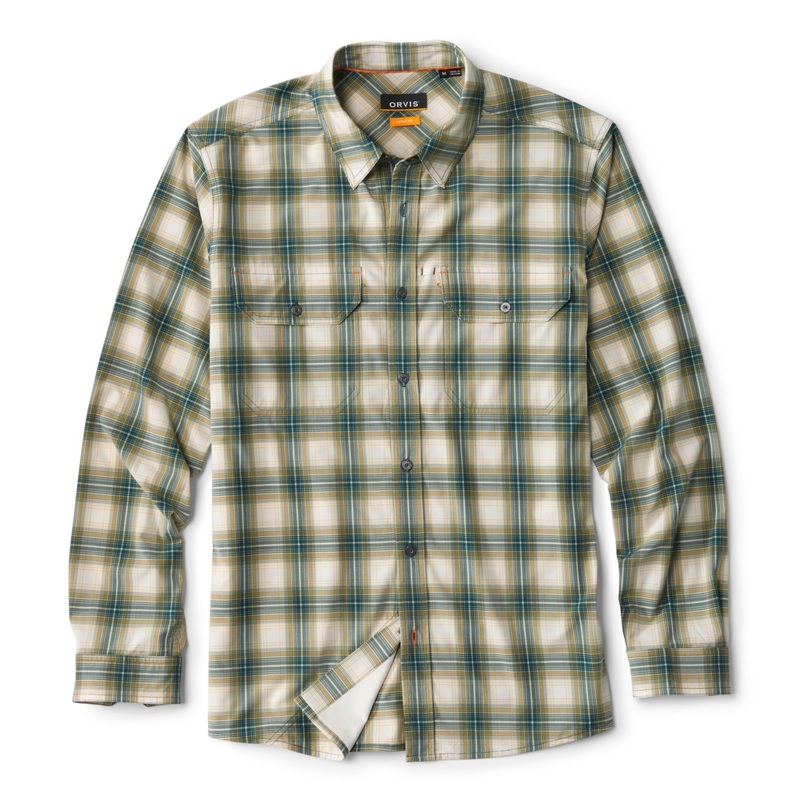 Orvis Stonefly Stretch Tech Long-Sleeve Shirt Peacock/ Pilsner Plaid Medium