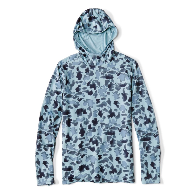 Orvis Sun Defense Hoodie Blue Watercolor Camo Medium