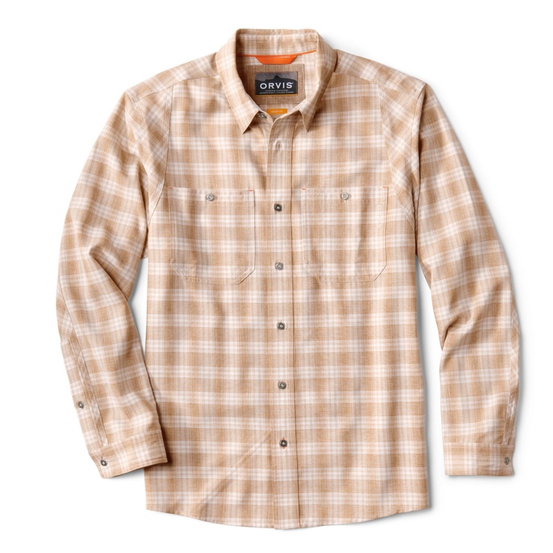 Orvis Tech Chambray Long-Sleeve Work Shirt Snow/ Shiitake Plaid Medium
