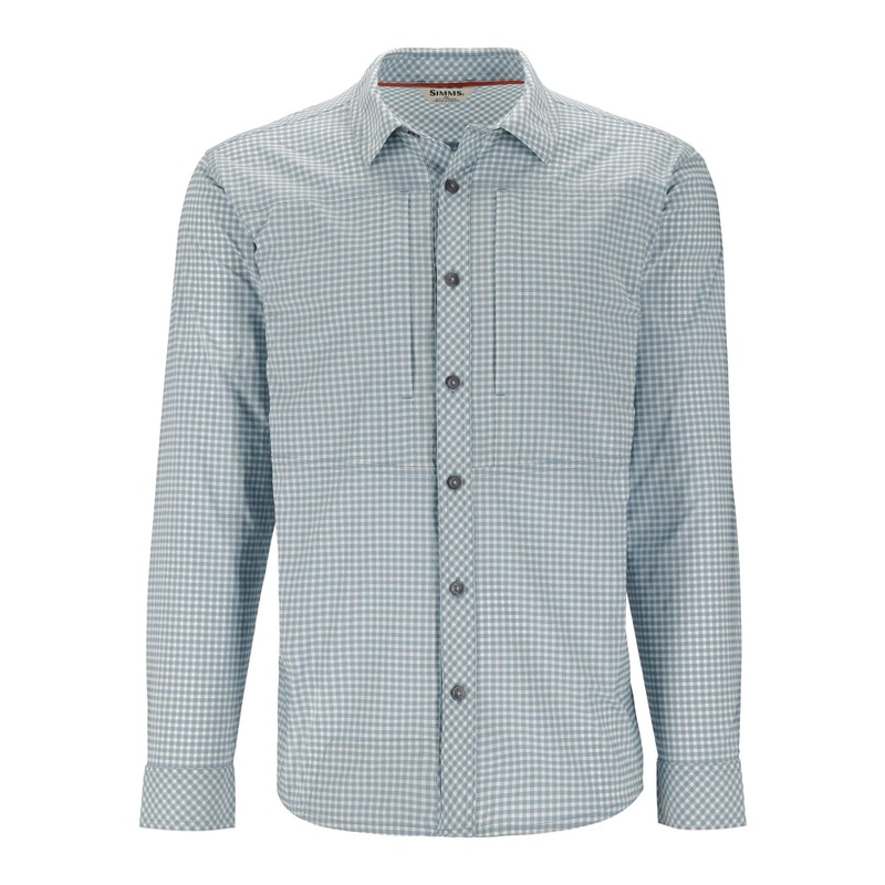 Simms Stone Cold LS Shirt Albacore Stone Check Medium