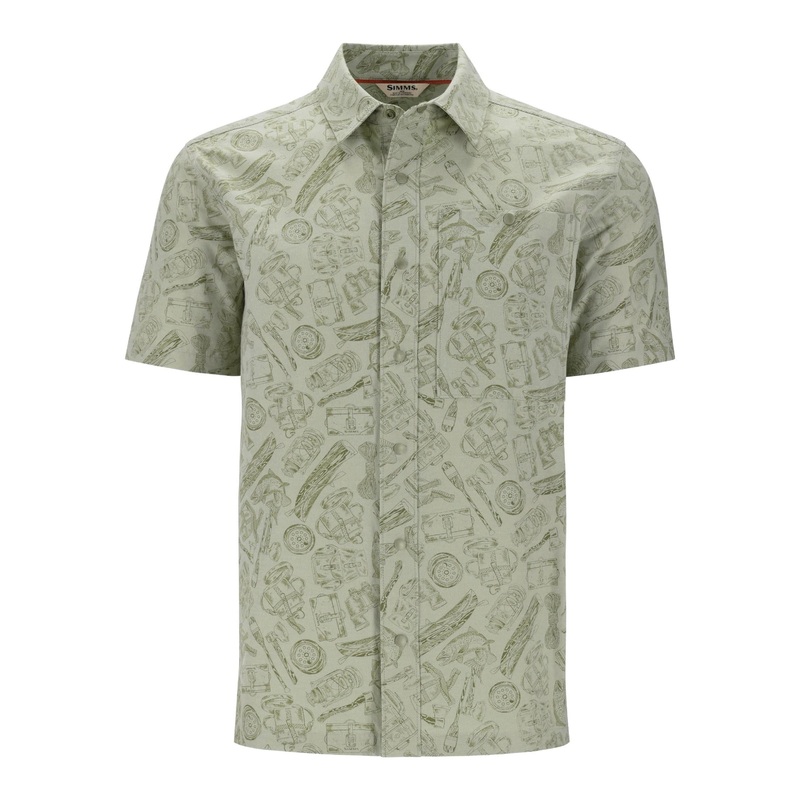 Simms Tailout Short Sleeve Shirt Camp Pale Pine Medium