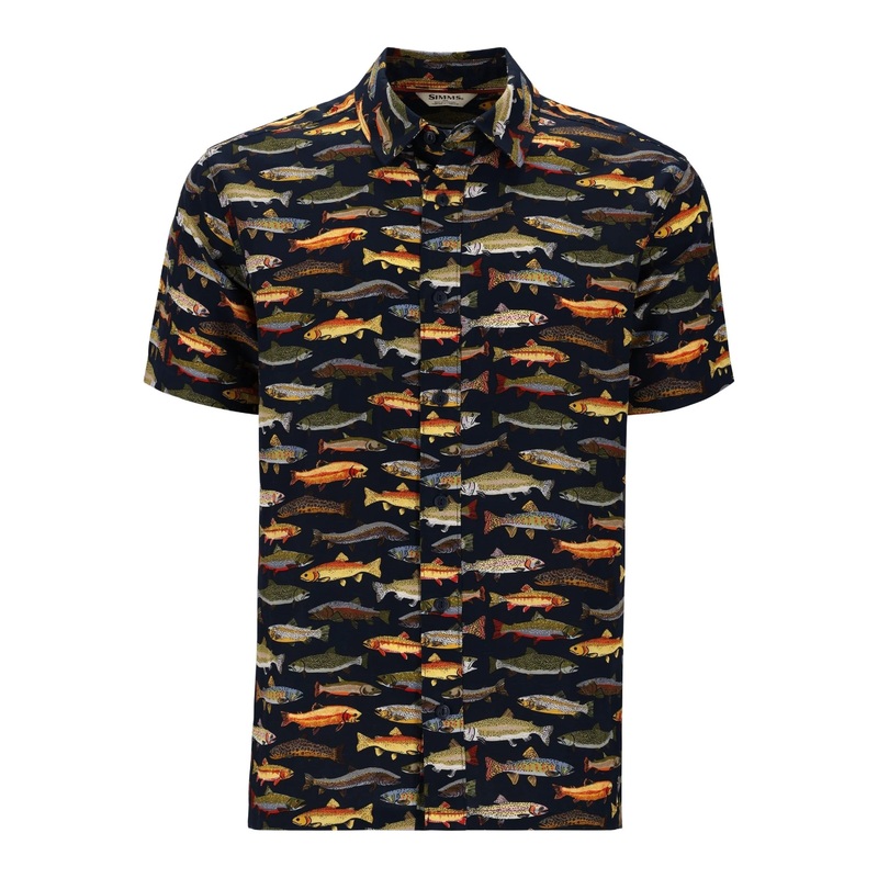 Simms Tailout Short Sleeve Shirt Natural Trout Parade Medium