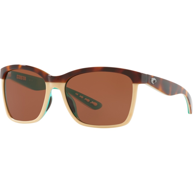 Costa Anaa Sunglasses Shiny Retro Tort/Cream/Mint Frame Copper 580 Polycarbonate