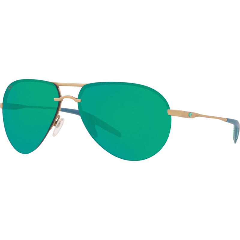 Costa Helo Sunglasses Matte Champagne + Deep Blue/Turquoise Green Mirror 580 Polycarbonate