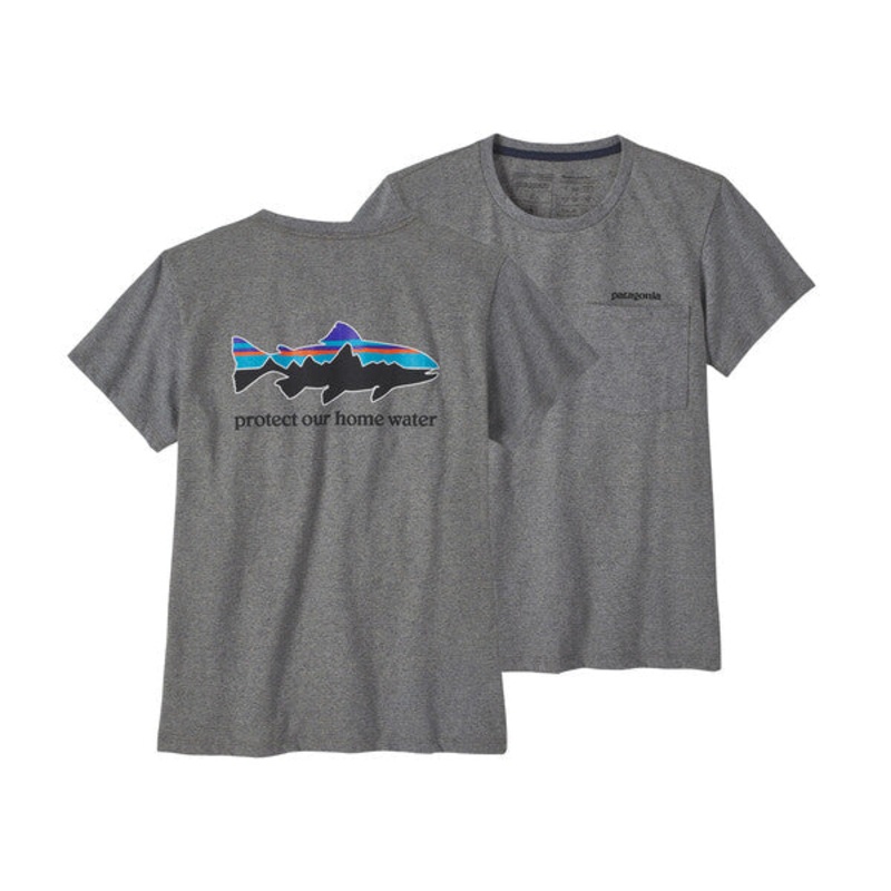 Patagonia Women's Home Water Trout Pocket Responsibili-Tee XS Gravel Heather