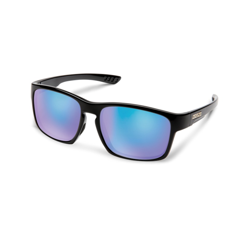Suncloud Fairfield Sunglasses Black Polarized Blue Mirror