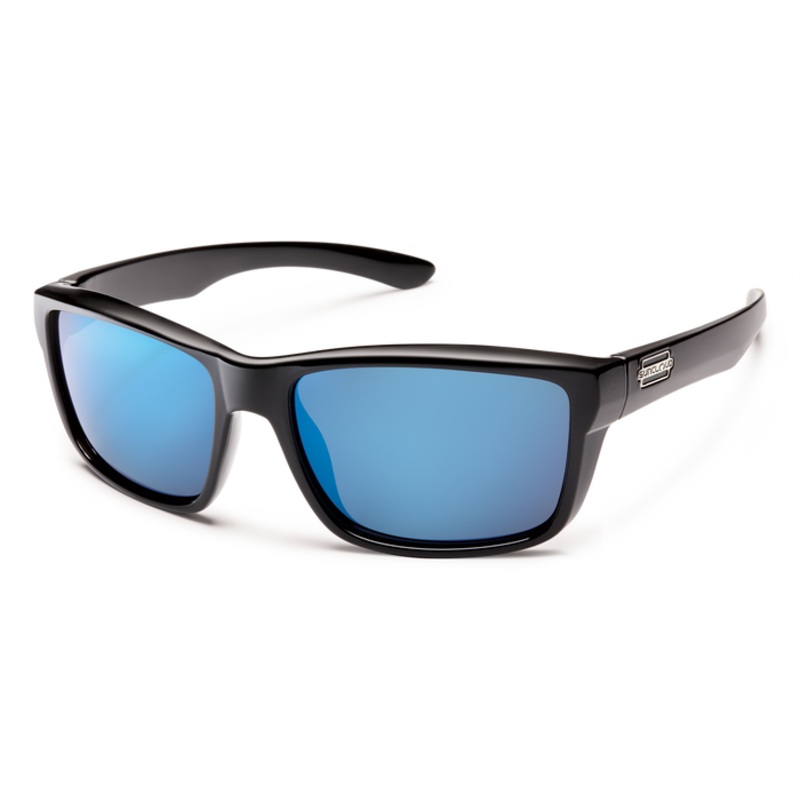 Suncloud Mayor Sunglasses Black Polarized Blue Mirror