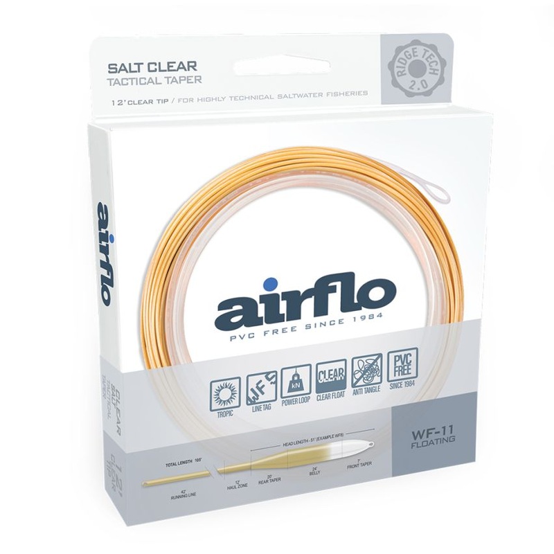 AIRFLO FLATS TACTICAL RIDGE 2.0 - 12FT CLEAR TIP WF-7-F CLEAR/TAN