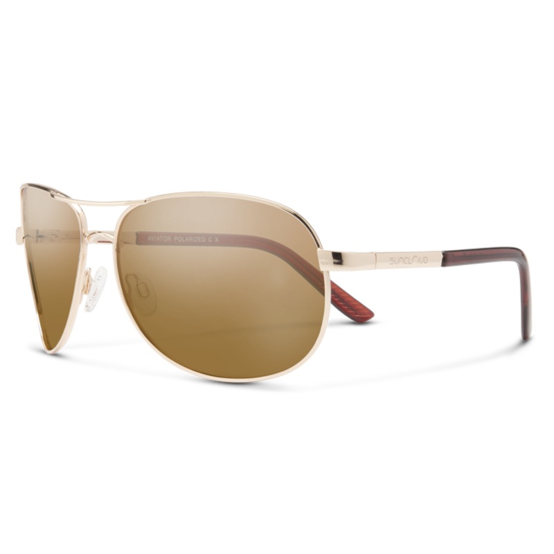 Suncloud Aviator Sunglasses Gold Polarized Brown