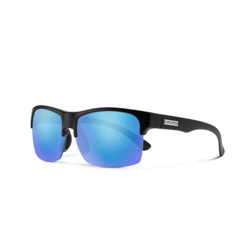 Suncloud Rambler Lite Sunglasses Matte Black Polarized Blue Mirror
