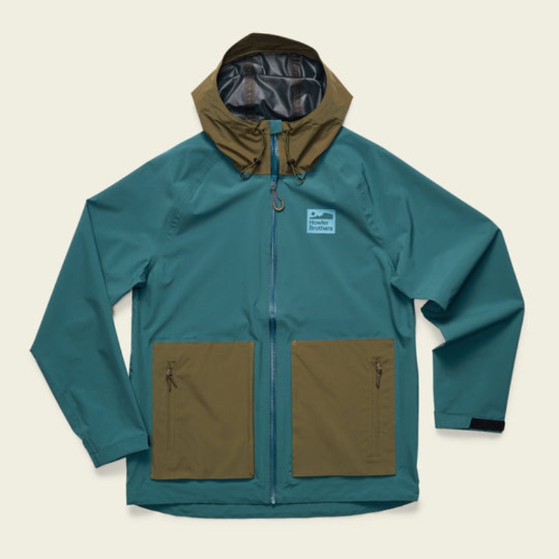 Howler Brothers Storm Splitter Rain Shell Dark Teal / Dark Olive | M