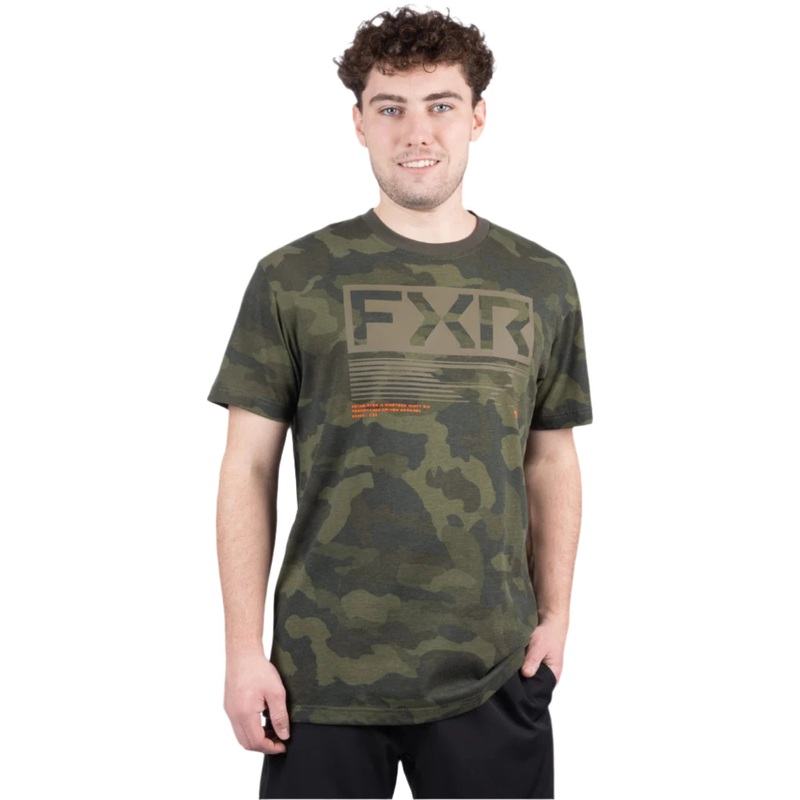 FXR Men's Elevate Premium T-Shirt Army Camo/Moss Medium