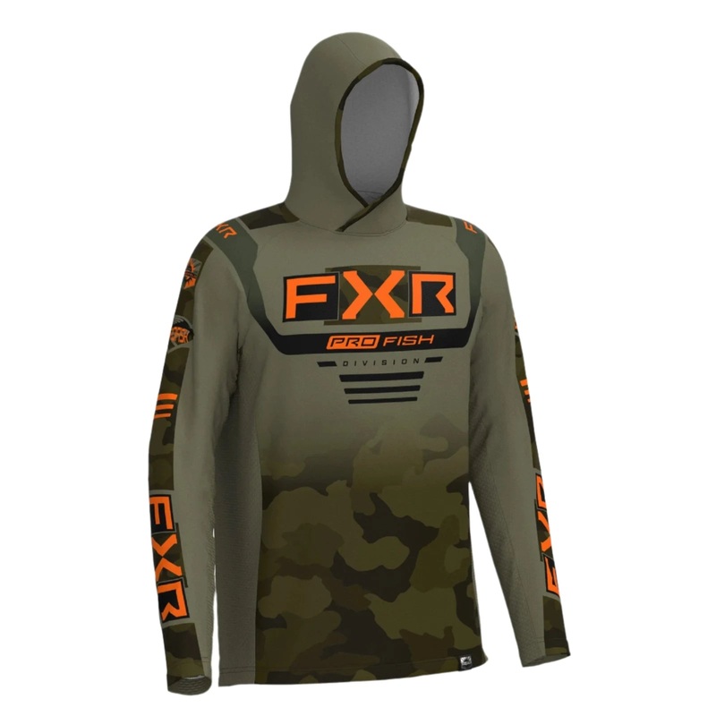 FXR Men's Tournament Air UPF Pullover Hoodie Army Camo/ Moss M