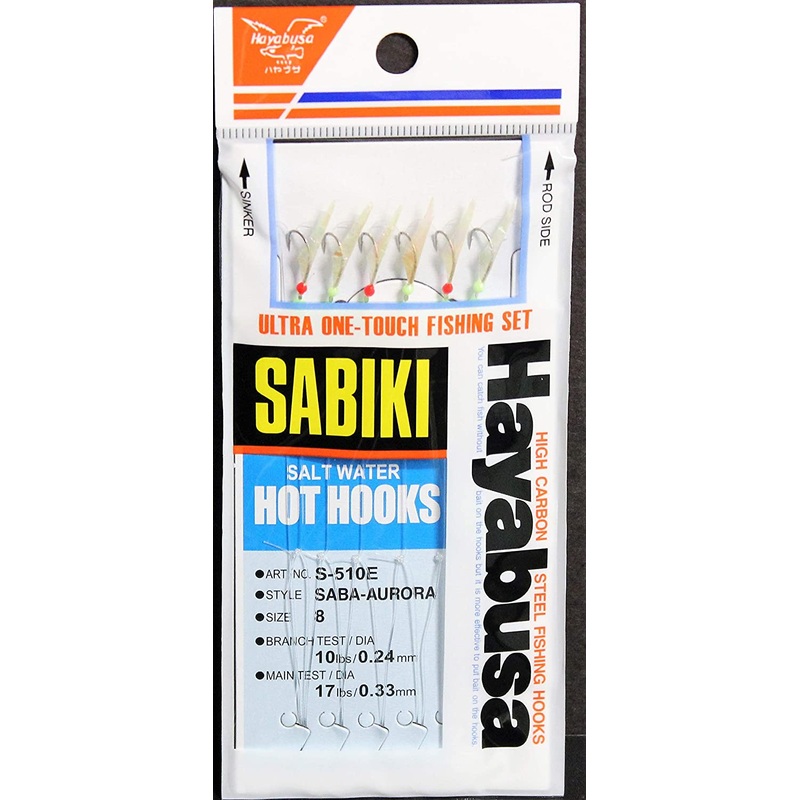 HAYABUSA Sabiki Saba-Aurora Saltwater Hot Hooks - Size 8