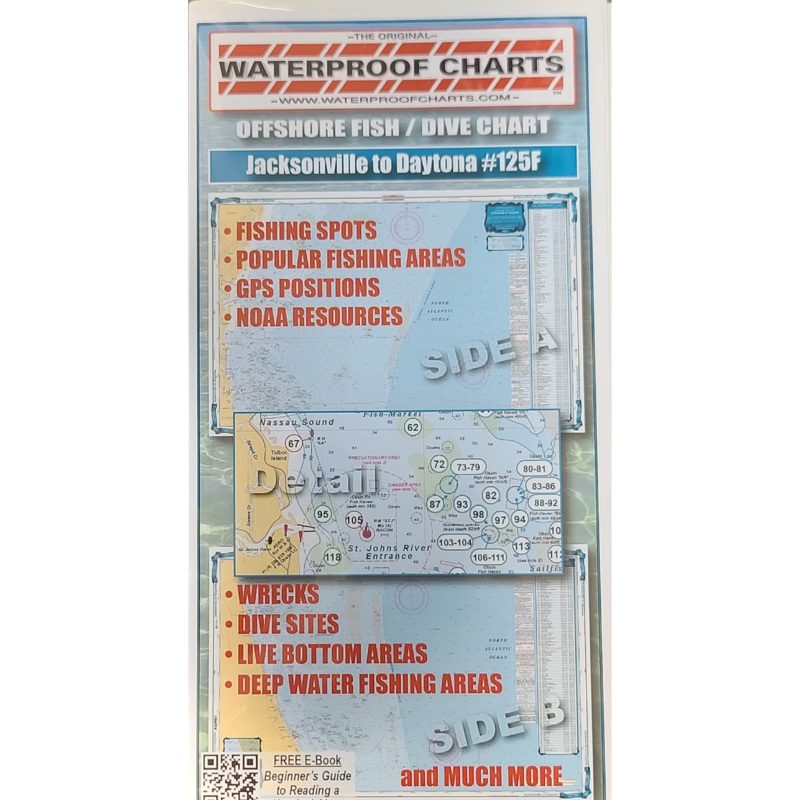 WATERPROOF CHARTS Offshore Fish/Dive Chart: 125F - Jacksonville to Daytona
