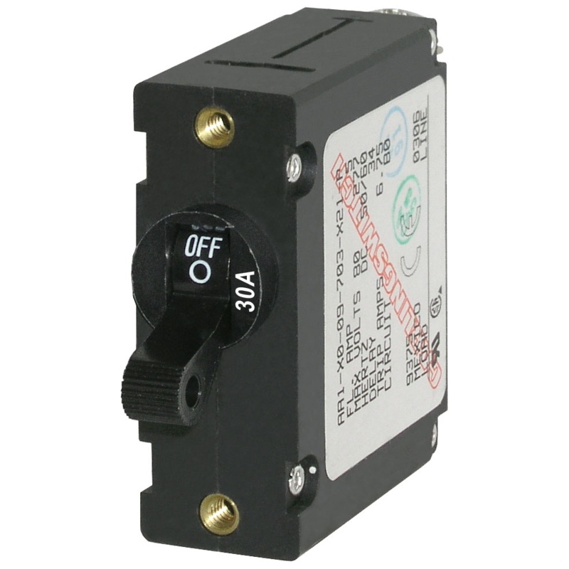 BLUE SEA SYSTEMS 7220 A-Series Black Toggle Circuit Breaker - Single Pole 30A
