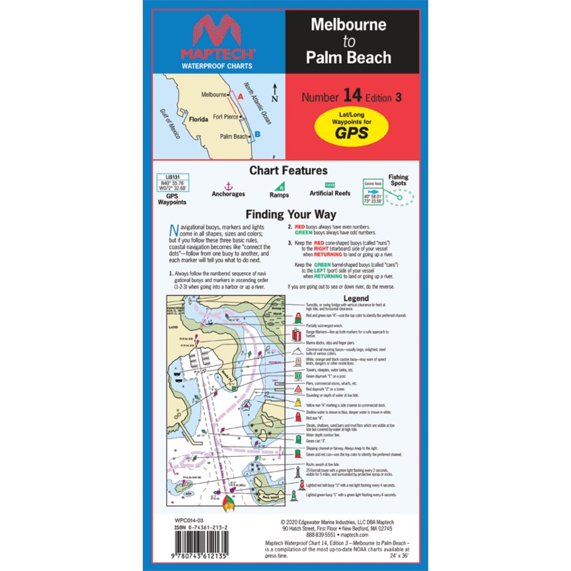 MAPTECH Florida: Melbourne to Palm Beach Waterproof Chart