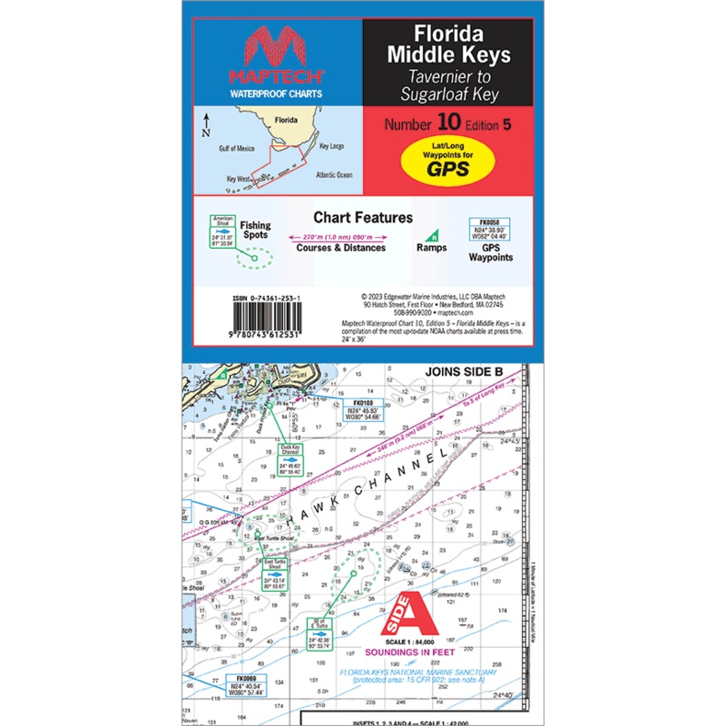 MAPTECH Florida: Middle Keys - Tavernier to Sugarloaf Key Waterproof Chart