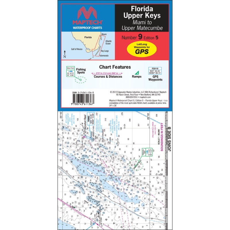 MAPTECH Florida: Upper Keys - Miami to Upper Matecumbe Waterproof Chart