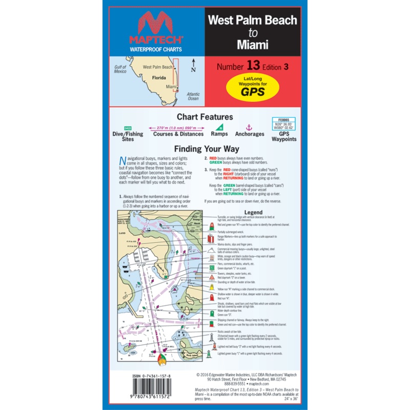MAPTECH Florida: West Palm Beach to Miami Waterproof Chart