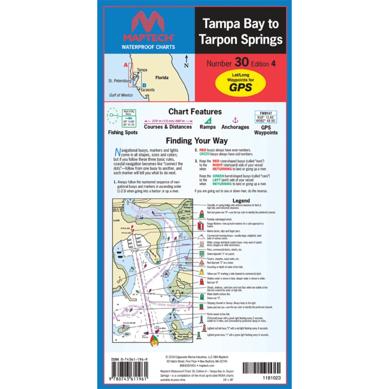 MAPTECH Tampa Bay to Tarpon Springs Waterproof Chart, 4th Ed.