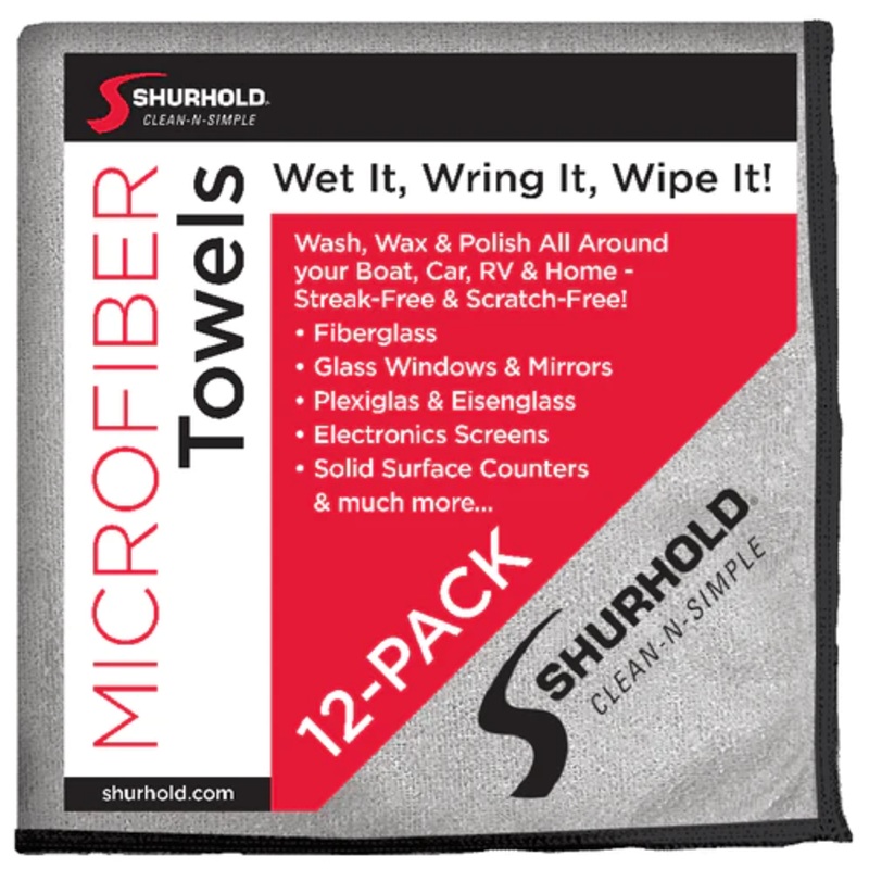 SHURHOLD Glass & Mirror Microfiber Towels - 12-Pack