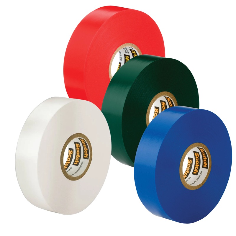 3M Scotch 35 Vinyl Electrical Color Coding Tape, 3" Core, 0.75" X 66 Ft White