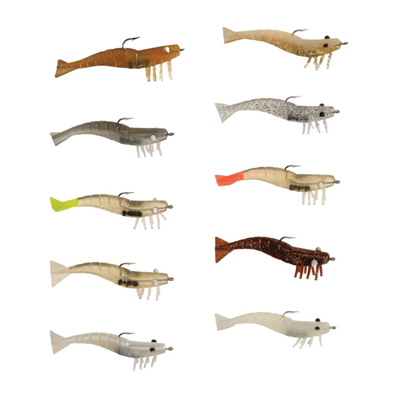DOA Lures 4" Rigged Shrimp 3Pk Glow/Gold Rush Belly