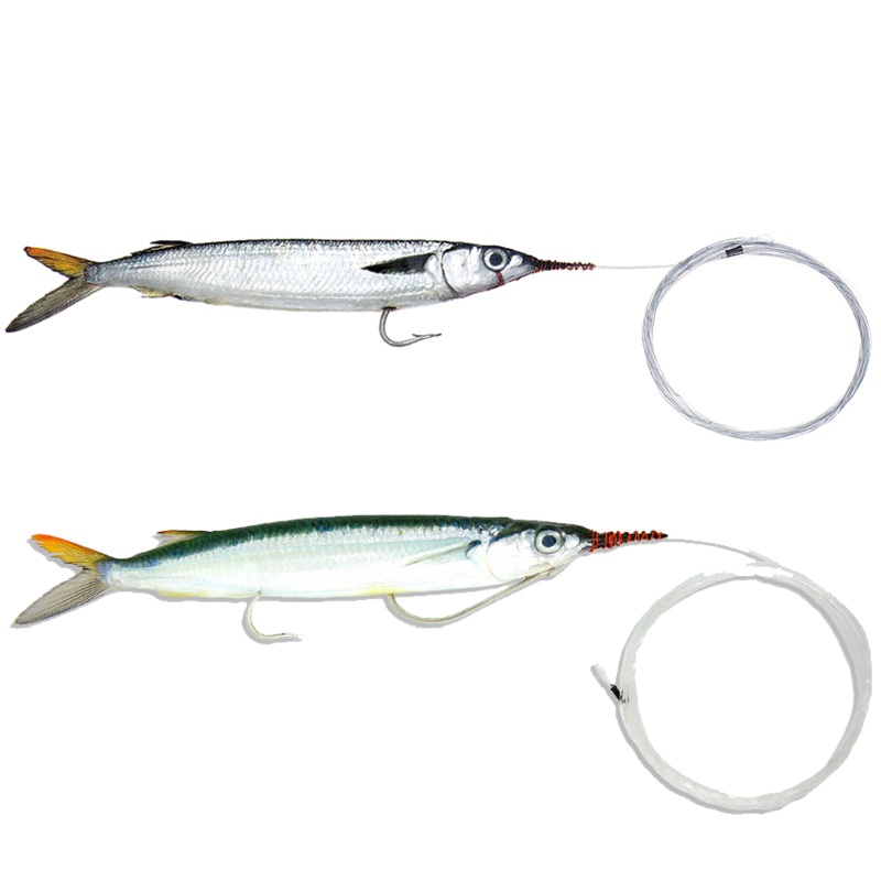 BAITMASTERS OF SOUTH FLORIDA Rigged Ballyhoo - Mono Leader (3 pack) Single Hook