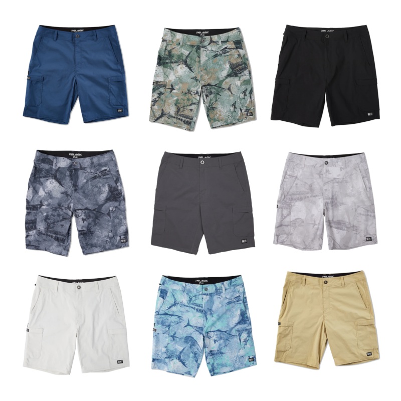 PELAGIC Madeira Cargo Hybrid Shorts 20" 30 Light Grey w/ pattern