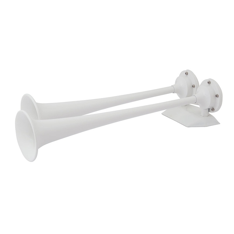 MARINCO 12V White Epoxy Coated Dual Trumpet Air Horn