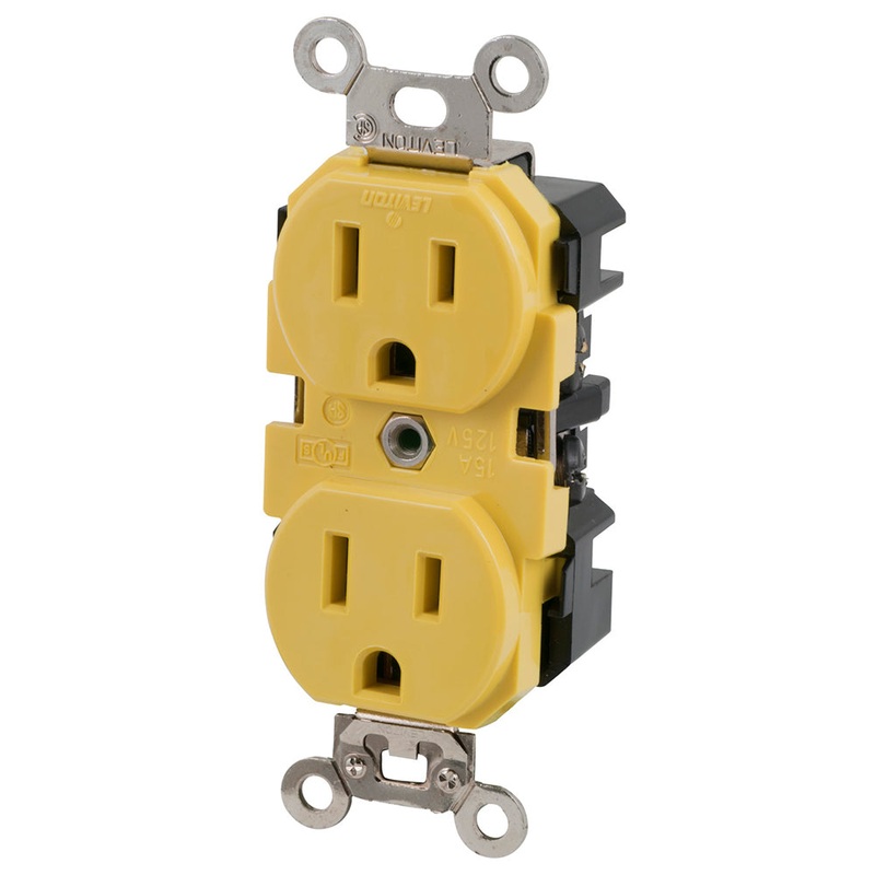 MARINCO 15A 125V Yellow Duplex Straight Blade Receptacle