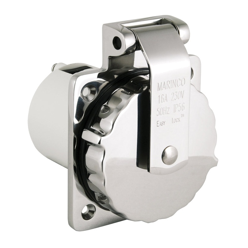 MARINCO 16A 230V Easy Lock 316 Stainless Steel Inlet