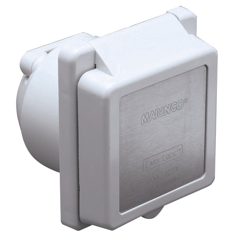 MARINCO 301EL-B 30A Power Inlet - White - 125V