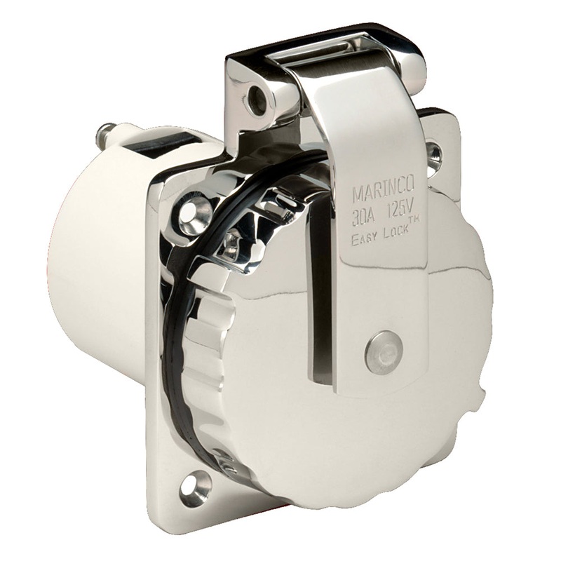 MARINCO 303SSEL-B 30A Power Inlet - Stainless Steel - 125V