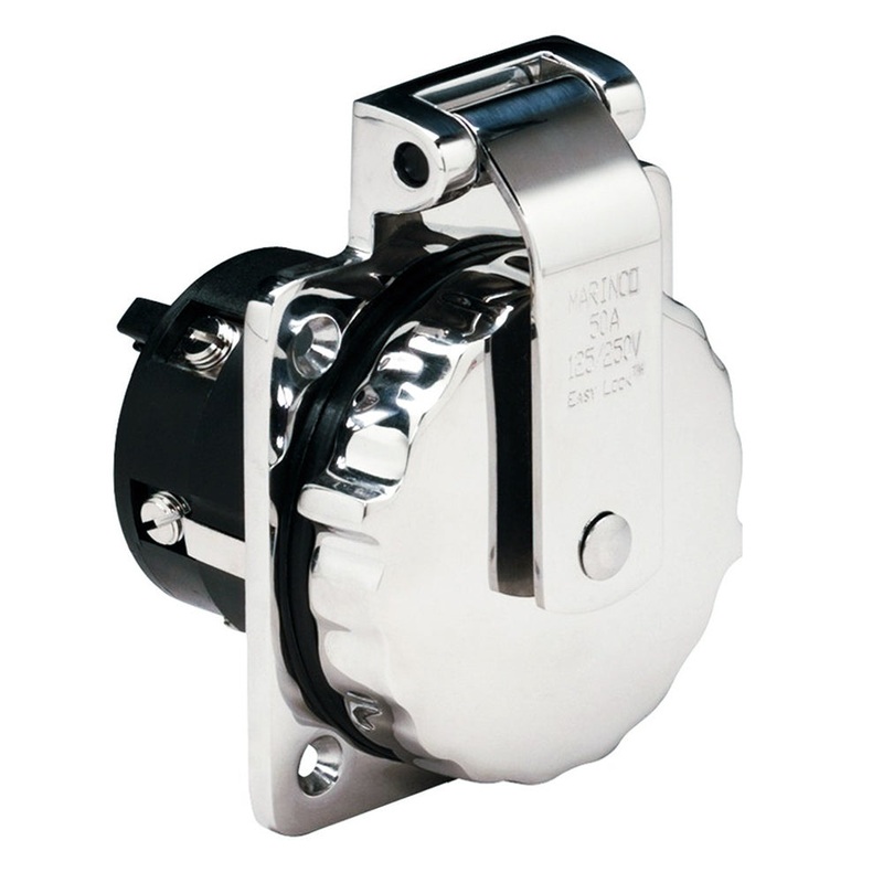 MARINCO 50Amp 125/250V Stainless Steel Inlet w/o Rear Safety Enclosure