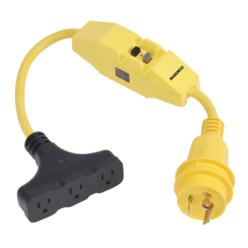 MARINCO Dockside Pigtail Adapter 30A to 15A Adapter with GFI (125V)