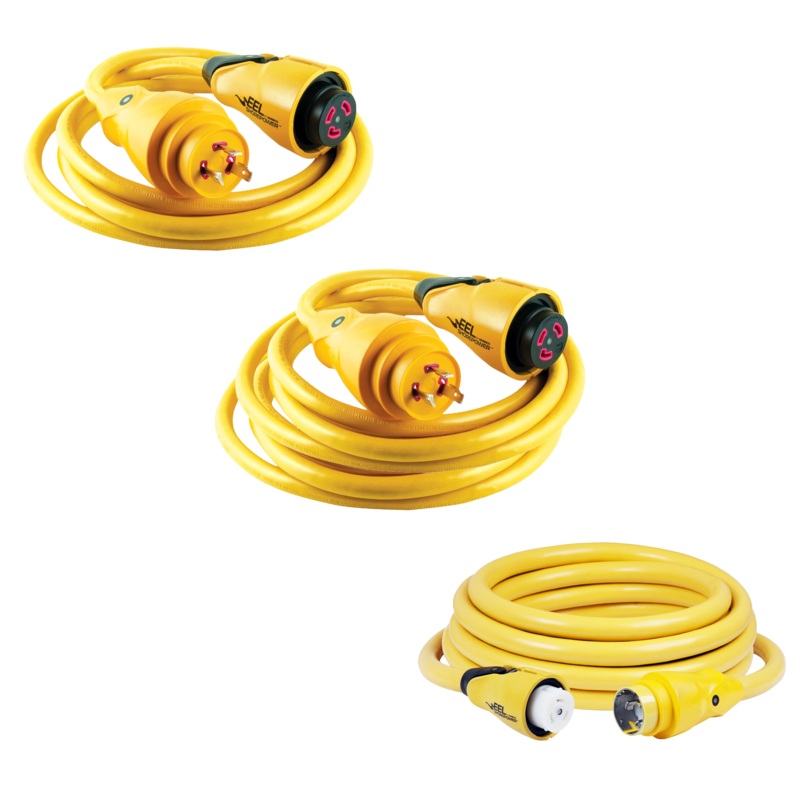 MARINCO Easily Engaged Lock (EEL) 125V Yellow Shore Power Cordset 30 12 125