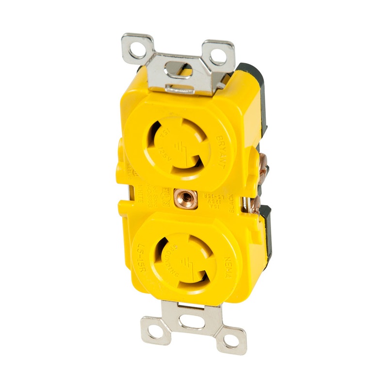 MARINCO Locking Receptacle - 15A, 125V - Yellow
