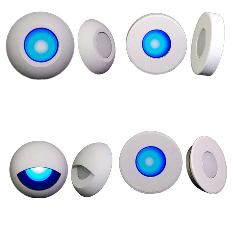 PLASH LIGHTING Gravity Surface Mounted LED Deck Light - White Housing - Blue Flush Mount