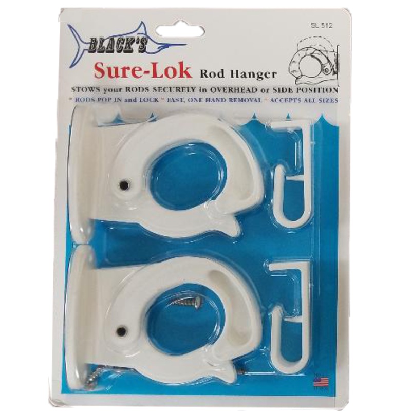 Black Marine Sure-Lok Rod Hangers - 2 Pack White