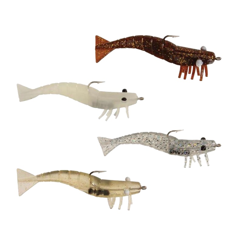 DOA Lures 6" Rigged Shrimp Clear Red Glitter