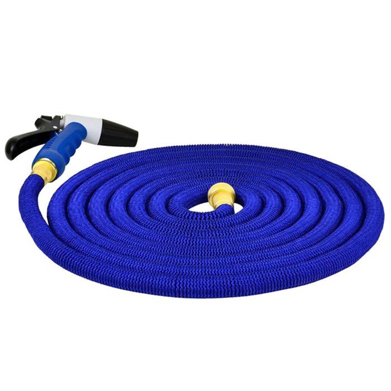 HOSECOIL 50' Expandable Hose Kit w/ Nozzle and Storage Bag Blue