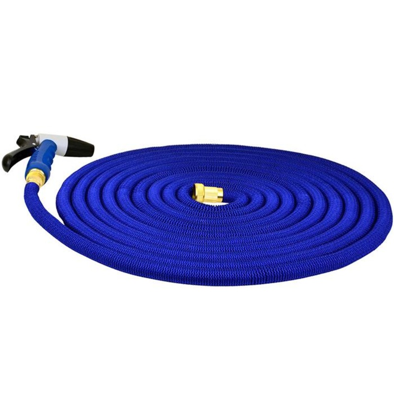 HOSECOIL 75' Expandable Hose Kit w/ Nozzle and Storage Bag Blue