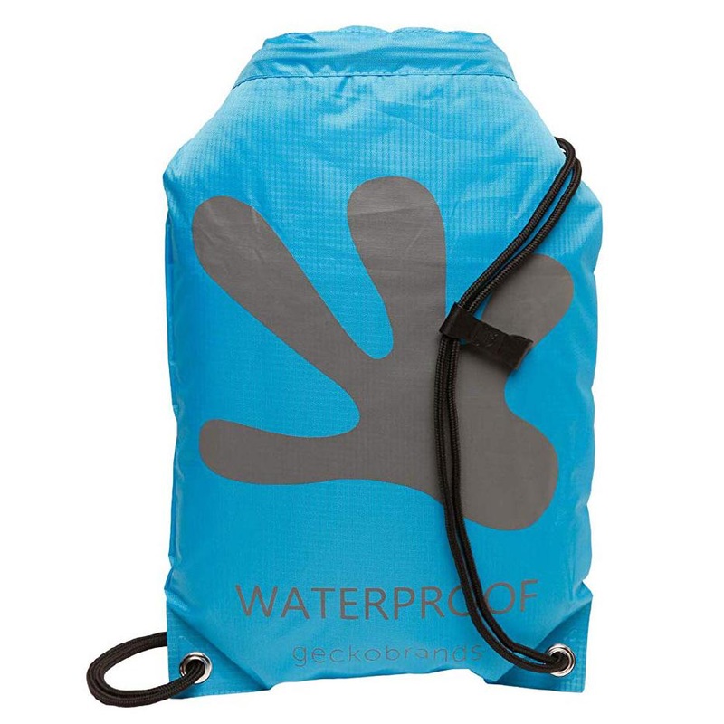 GECKOBRANDS Drawstring Waterproof Backpack Neon Blue/Gray