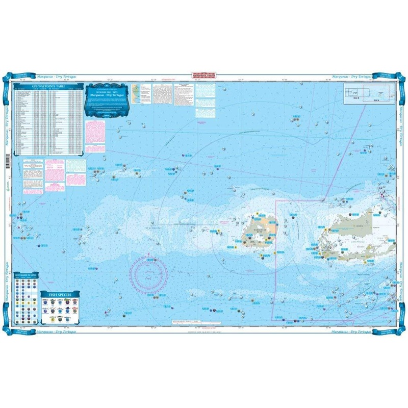 Waterproof Chart 8F Marquesas Dry Tortugas  Fish and Dive
