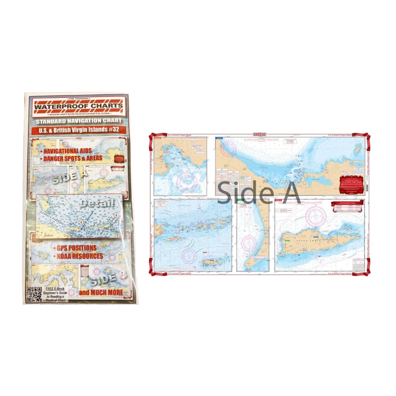 Waterproof Charts 32 US & British Virgin Islands Navigation Large Roll-Up